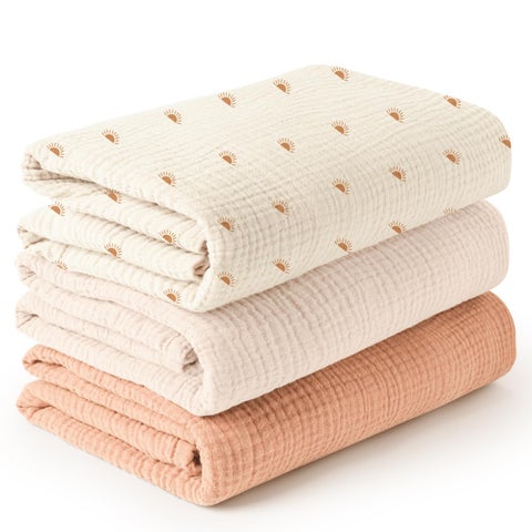 Konssy 3 Pack Muslin Swaddle Blankets for Unisex Newborn Receiving Blanket Large 47 x 47 inches Soft Breathable Muslin Baby Swaddles for Boys  Girls