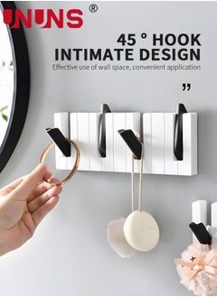 UNUNS Hooks,2 Pcs Piano Key Coat Rack,Wall-Mounted Rack Holder Hooks,Wall Hook For Key Hats Bags Clothes Towels,Hanging Storage Rack For Kitchen Bathroom Door,Home Storage Hooks  - Image 3