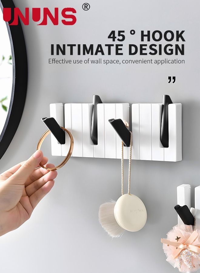 UNUNS Hooks,2 Pcs Piano Key Coat Rack,Wall-Mounted Rack Holder Hooks,Wall Hook For Key Hats Bags Clothes Towels,Hanging Storage Rack For Kitchen Bathroom Door,Home Storage Hooks  - Image 3