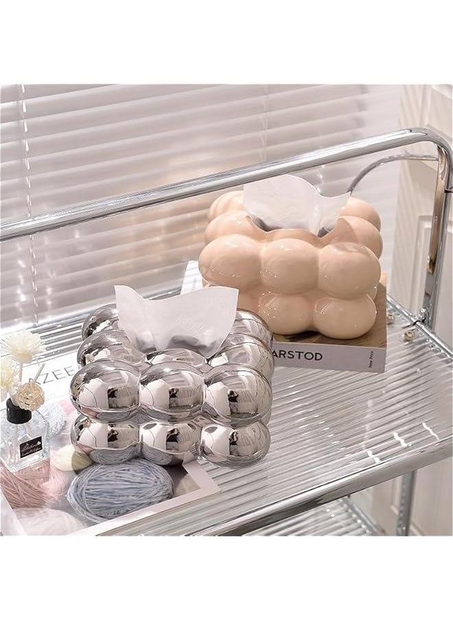 Silver Ceramic Tissue Box Holder for Bedroom, Desks, Bathroom Vanity - Elegant Decorative Tissue Container Holder for Facial Paper Case. - pzsku/Z53093F911979E29F552AZ/45/_/1721244829/6f67e537-20f0-4b0c-9169-21e220245a3f