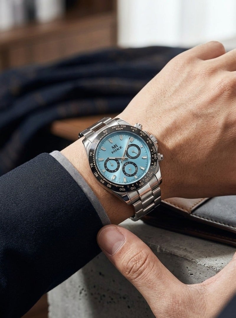 MIKE Men's watch in silver and cyan Daytona - Image 1