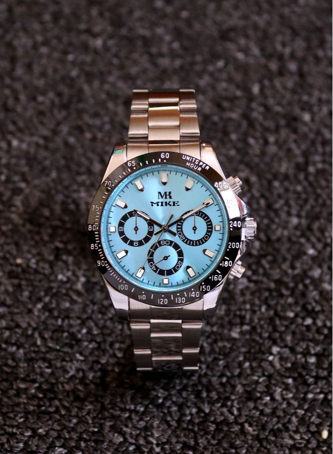 MIKE Men's watch in silver and cyan Daytona - Image 2