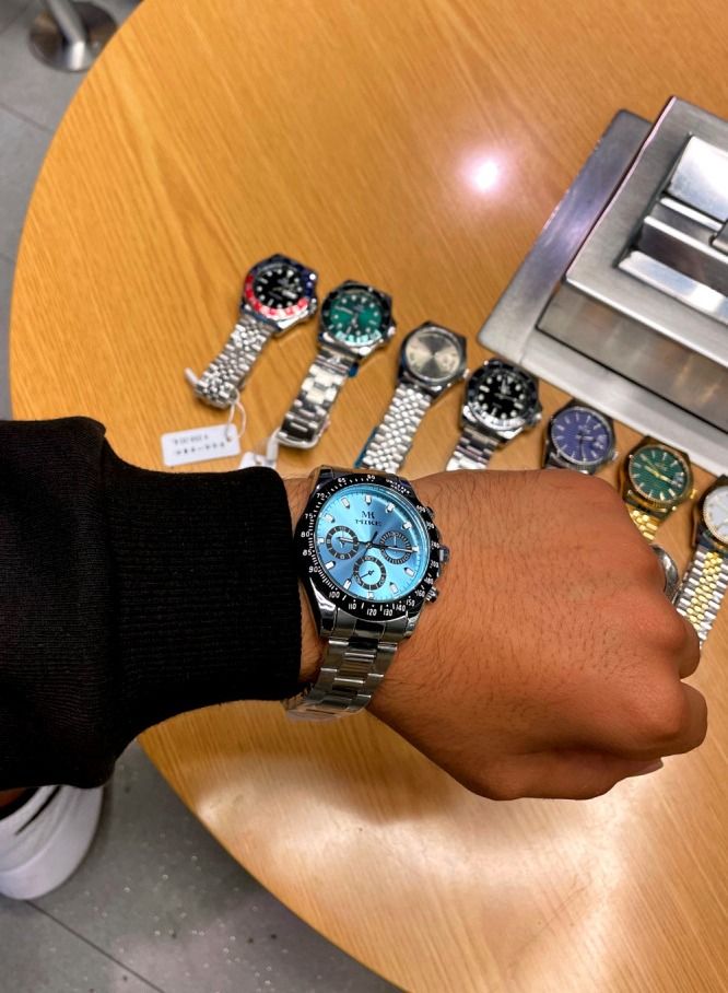 MIKE Men's watch in silver and cyan Daytona - Image 4