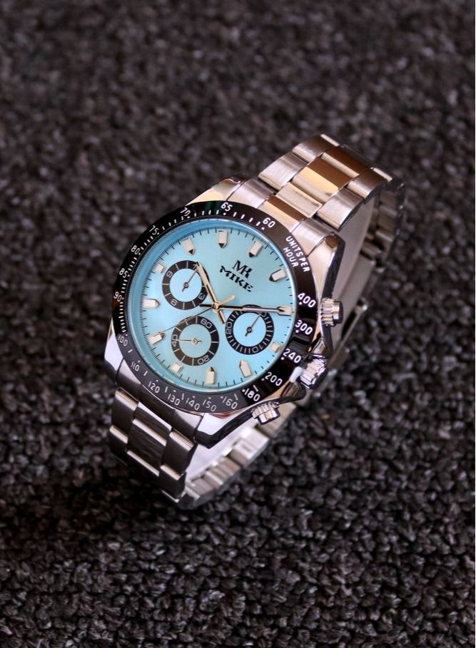 MIKE Men's watch in silver and cyan Daytona - Image 3