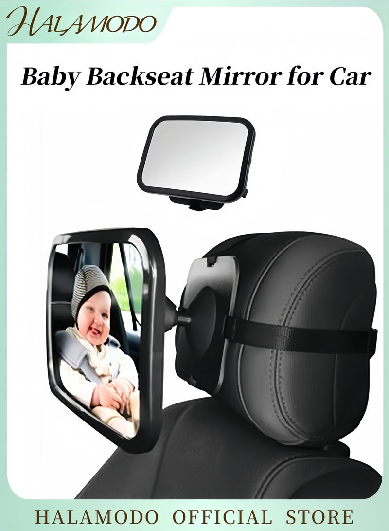 HALAMODO Baby Car Mirror Seat Observation Mirror Carseats Convex Rearview Mirror Car Safety Mirror Back Seat Mirror 360° Adjustable Front Mirror Car Accessories Universal for Most Sedan & SUV & Van - Image 1