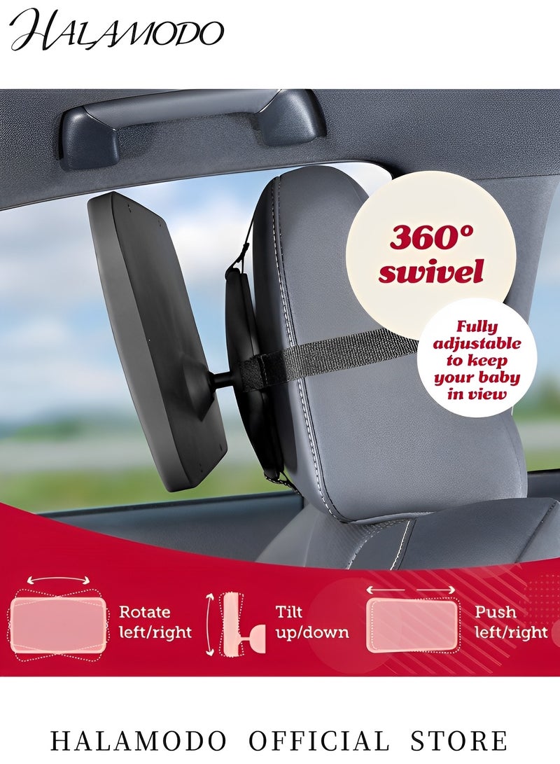 HALAMODO Baby Car Mirror Seat Observation Mirror Carseats Convex Rearview Mirror Car Safety Mirror Back Seat Mirror 360° Adjustable Front Mirror Car Accessories Universal for Most Sedan & SUV & Van - Image 5