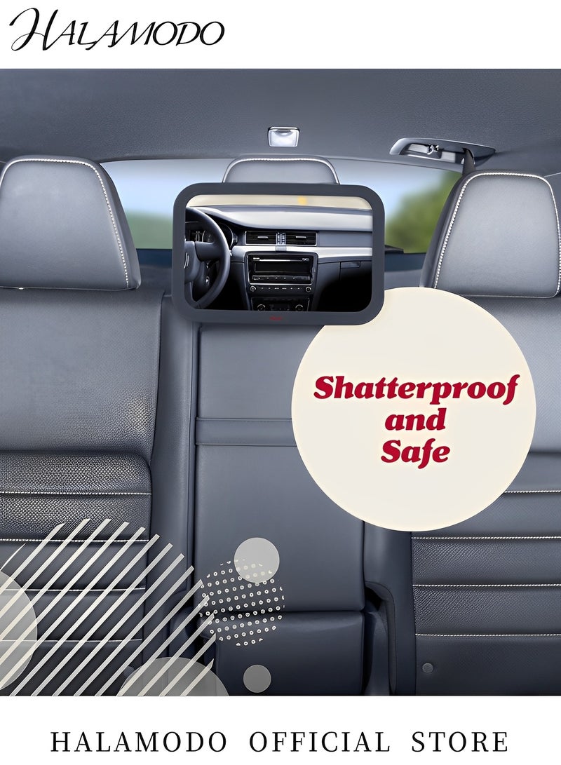 HALAMODO Baby Car Mirror Seat Observation Mirror Carseats Convex Rearview Mirror Car Safety Mirror Back Seat Mirror 360° Adjustable Front Mirror Car Accessories Universal for Most Sedan & SUV & Van - Image 3