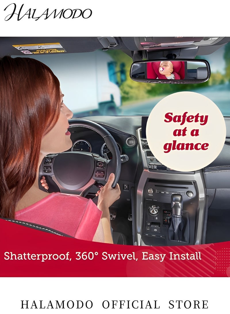 HALAMODO Baby Car Mirror Seat Observation Mirror Carseats Convex Rearview Mirror Car Safety Mirror Back Seat Mirror 360° Adjustable Front Mirror Car Accessories Universal for Most Sedan & SUV & Van - Image 2