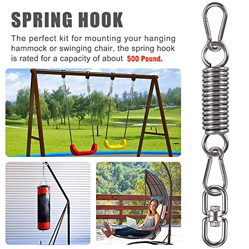 WAREMAID Hammock Chair Hanging Kit Swing Spring Hardware, Heavy Duty Suspension Swivel Hanger Hook for Hanging Chair, Rocking Seat, Porch Swing, Garden, 550 LB - Image 3