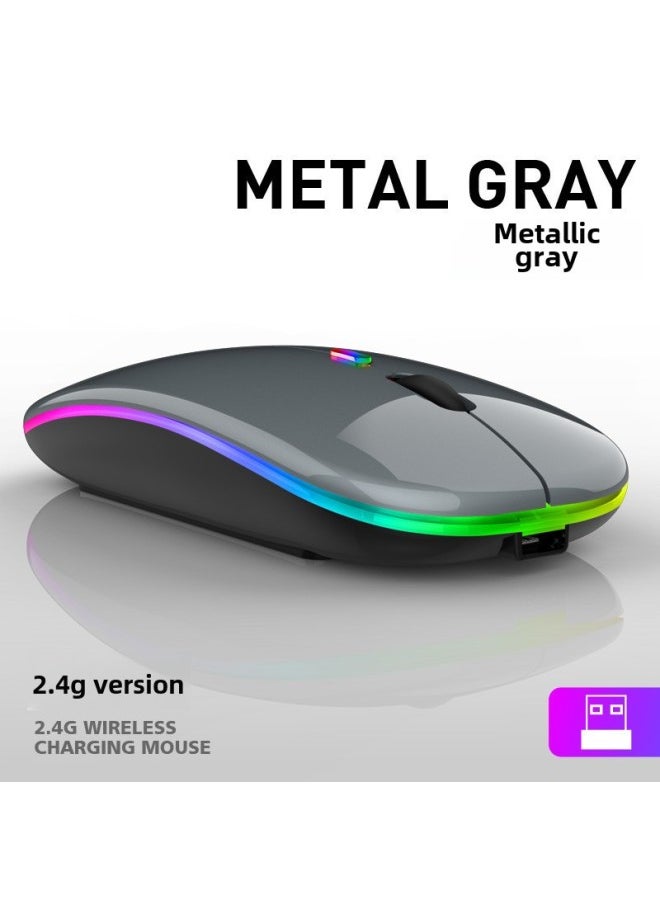 Direct Bluetooth Dual-mode Wireless Charging Light-emitting Computer Notebook Office Mute Mouse-Color:2.4g Wireless Charging Luminous Matte Black