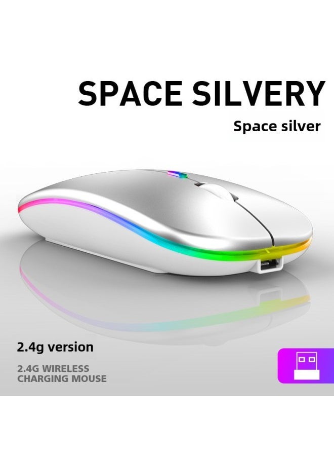 Direct Bluetooth Dual-mode Wireless Charging Light-emitting Computer Notebook Office Mute Mouse-Color:2.4g Wireless Charging Luminous Matte Black