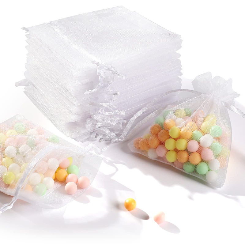 ENNIYU Sheer Organza Bags 3x4 Wedding Party Favor Bags with Drawstring White Mesh Gift Pouches for Small Presents Jewelry Gift Bags Christmas Candy Bags - Image 3