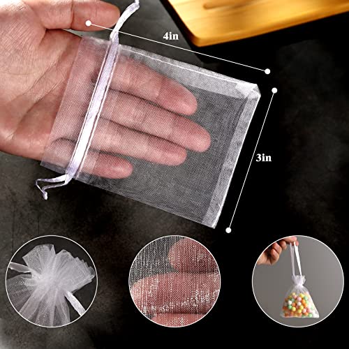 ENNIYU Sheer Organza Bags 3x4 Wedding Party Favor Bags with Drawstring White Mesh Gift Pouches for Small Presents Jewelry Gift Bags Christmas Candy Bags - Image 5