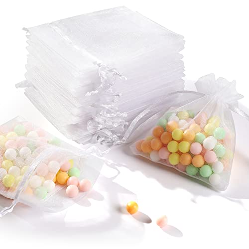 ENNIYU Sheer Organza Bags 3x4 Wedding Party Favor Bags with Drawstring White Mesh Gift Pouches for Small Presents Jewelry Gift Bags Christmas Candy Bags - Image 2