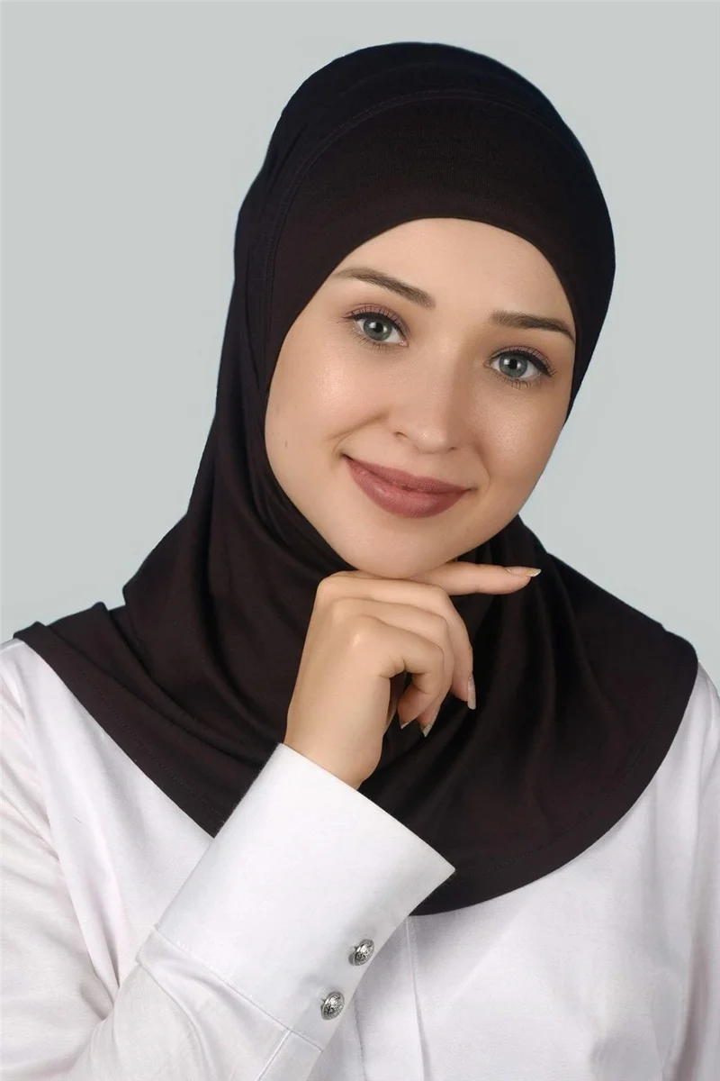 التوبة Ready-made Hijab Practical Scarf Hijab Hijab - Prayer Cover - Dark Brown