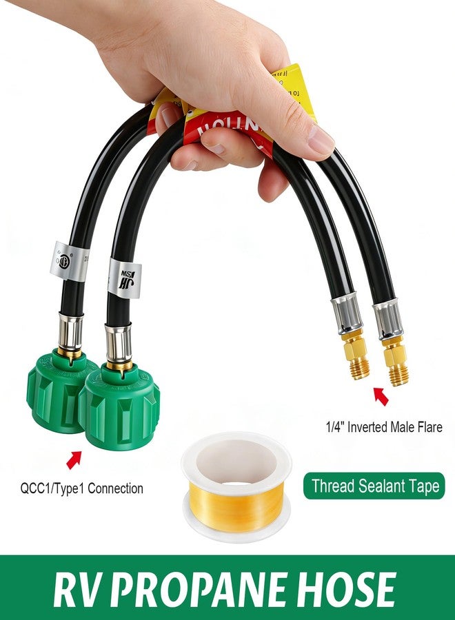 GasSaf خرطوم غاز البروبان GasSaf بطول 1 قدم للمركبات الترفيهية مع وصلة ذكر مقلوبة مقاس 1/4 بوصة - Image 2