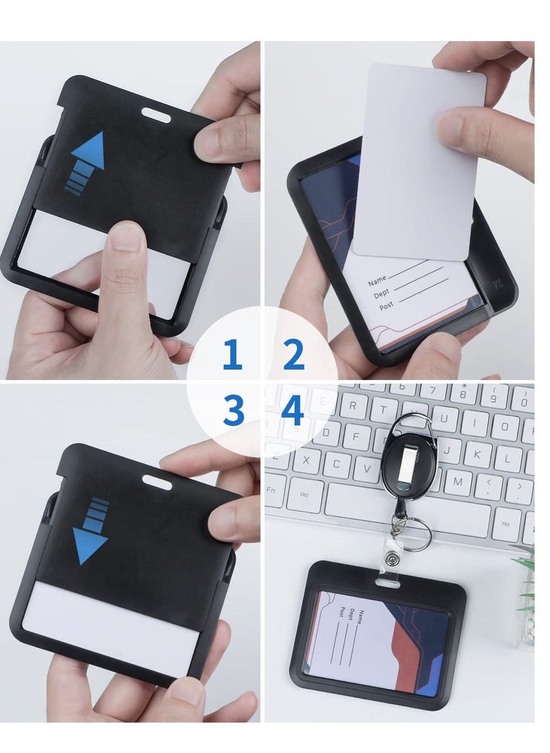 Generic Sliding ID Badge Holder, Black Horizontal Plastic Card Case, with Clear Window Card Protector Pouch, for Office, School ID, Proximity Key Cards, Driver’s Licenses and Passes (6 Pcs)  - Image 5