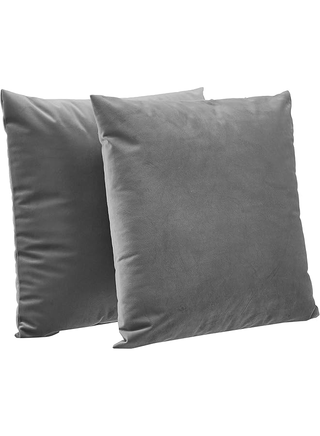 The Bros 2-Pack Velvet Fleece Decorative Throw Pillows - 18" Square, Dark Grey - Image 1