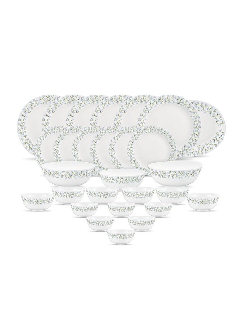 La Opala Diva by La Opala, Pearl Collection, Opal Glass Dinner Set 28 pcs, Silky Cluster, White  - Image 1