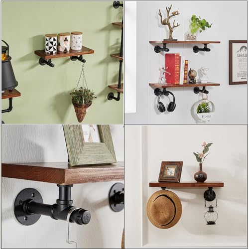 YCCO Pipe Shelf Brackets 6.7 inch10 Packs Industrial Iron DIY L Pipe Shelf Bracket for 6”-12" inch Wood Floating Shelf Vintage Look Rustic Home Pipe Decor, Included Accessories - Image 5