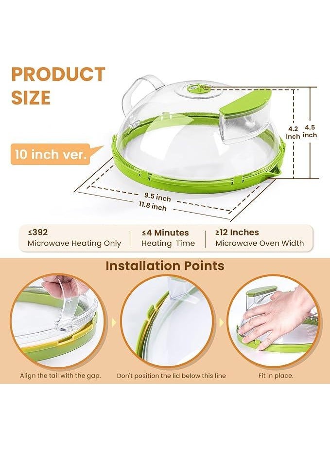 Microwave Splatter Guard (with Steamer), 10-inch Clear Microwave Dish Cover, Suitable for Food, Microwave Kitchen Gadgets, and Cookware Accessories - Image 3