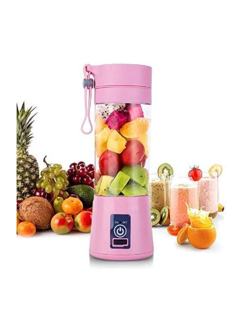 USB Rechargeable Blender Portable Juicer with 6 Blades pink - Image 1