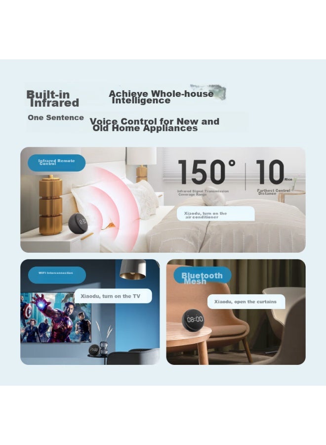 Small Xiaodu Smart Alarm Clock Speaker Pro, Large Digital Display, Creative Bedside Alarm With Voice Interaction And Remote Control For Home Appliances, Children's Early Education Machine And Storytelling Device, Gift For Chinese New Year - Image 4