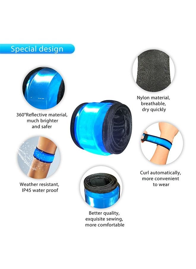 GROIC - 2 Pieces Adjustable LED Armband Slap Bracelets Safety Flashing Glow in The Dark Night  For Joggers, Cyclists, Runners, Campers Outdoor Sports For Men Women-Blue - Image 1