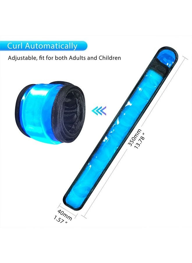 GROIC - 2 Pieces Adjustable LED Armband Slap Bracelets Safety Flashing Glow in The Dark Night  For Joggers, Cyclists, Runners, Campers Outdoor Sports For Men Women-Blue - Image 1