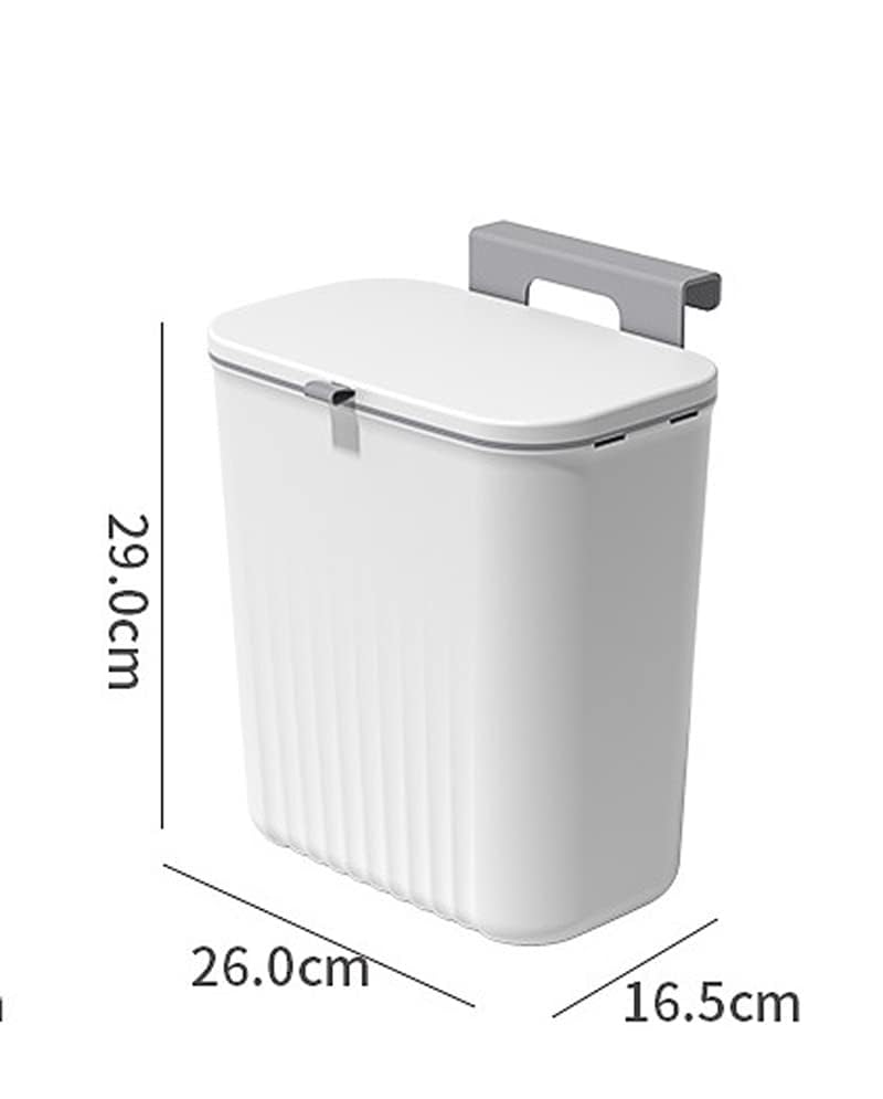 Meneflix Meneflix Kitchen Compost Bin Hanging Kitchen Cabinet Door Cupboard Bins with Lid or Wall Sticking Bathroom Trash Can with Sliding Cover for Bathroom Toilet Motorhome Bedroom 9L GREY  - Image 4