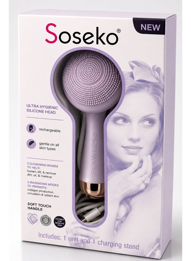 Soseko Rechargeable Silicone Facial Cleansing Brush, Deep Cleansing & Massage Device - Image 1