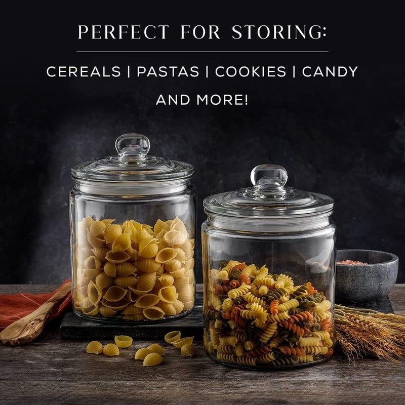 JoyJolt Elegant Cookie Jar. 2 Large Glass Jar With Lid. Jars for Kitchen Counter with Lids, Candy Jar, Decorative Apothecary Canisters, Half Gallon Lid Airtight - Image 3
