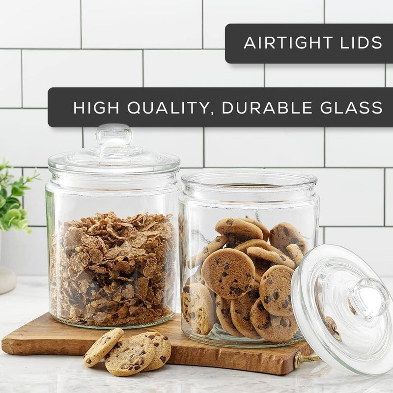 JoyJolt Elegant Cookie Jar. 2 Large Glass Jar With Lid. Jars for Kitchen Counter with Lids, Candy Jar, Decorative Apothecary Canisters, Half Gallon Lid Airtight - Image 5