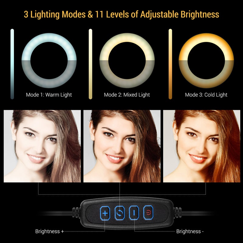 إسكدنيا مصباح LED صغير بإضاءة على شكل حلقة أسود/ أبيض - Image 4