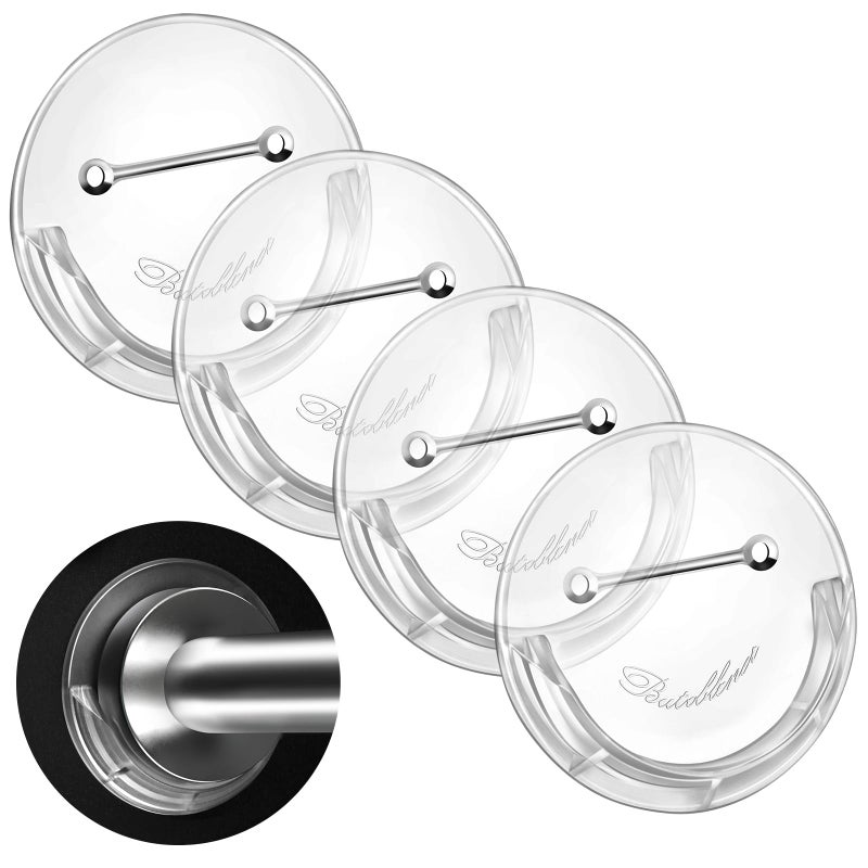 Butiblener حامل قضيب ستارة الحمام للجدار بدون حفر ذاتي اللصق حامل قضيب توتر بحد أقصى قطر 26 بوصة يناسب قضيب الحمام تحت 19.7 بوصة في القطر يتحمل حتى 80 رطلاً عبوة 4 قطع