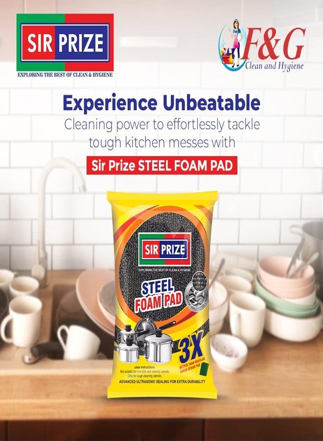 Sir Prize Multipurpose Steel Foam Pad Sponge Scourer Kitchen Scrubber Suitable for Dish/Utensils/Tiles, Washbasin Times Better Than Regular Sponge pad Combo Pack of (12pcs) - Image 2