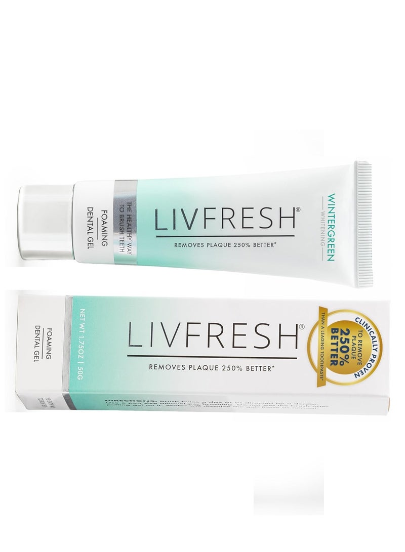LIVFRESH Toothpaste Gel, Clinically Proven to Remove Plaque 250% Better, Improves Gum Health 190% Better, Prevents & Reduces Tartar, Freshens Breath, SLS Free, Sugar Free Dental Gel, Wintergreen