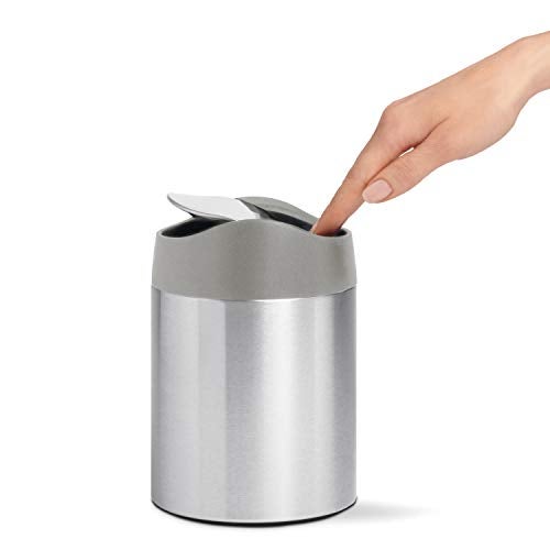 simplehuman, Brushed Stainless Steel 1.5 Liter / 0.4 Gallon Mini Countertop Trash Can - Image 2