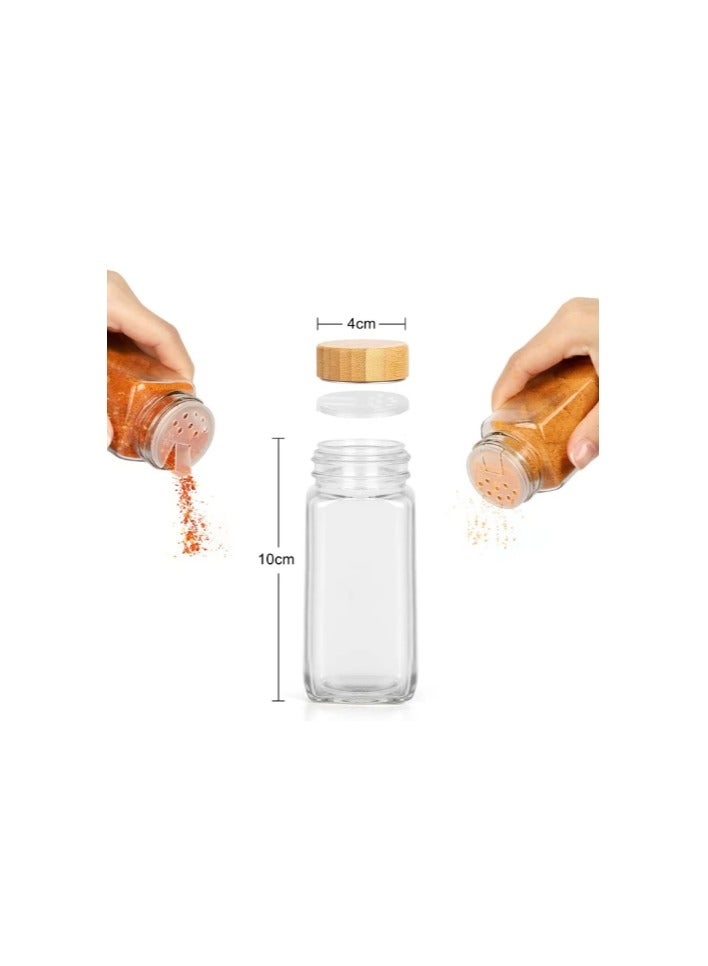 Earss Glass Spice Jar Set with Bamboo Lids and Wooden Rack, 6-Pieces – Airtight Storage Containers for Kitchen Counter & Pantry – Modern Herb & Seasoning Jars - Image 2