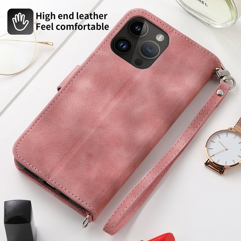 غطاء هاتف بملمس جلد لـ iPhone 14 / 14 Plus / 14 Pro / 14 Pro Max مع مغناطيس قوي وحامل قائم مع مقاوم للصدمات مع حماية من السقوط باللون بنفسجي مغناطيسي بوظيفة حامل للاستخدام اليومي - Image 4