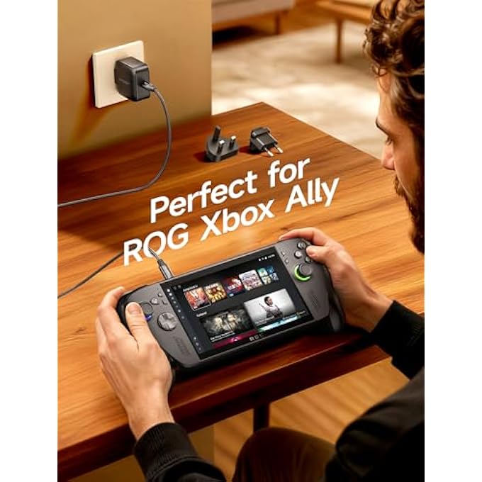 jsaux شاحن USB C بقوة 65 واط لجهاز نينتندو سويتش 2، ROG ALLY، STEAM DECK، الأجهزة اللوحية، اللابتوبات، سامسونج جالاكسي، بيكسل، شاحن سريع بقوة 65 واط مع كابل USB C إلى C بطول 6.6 قدم، قابس EU و UK - Image 3