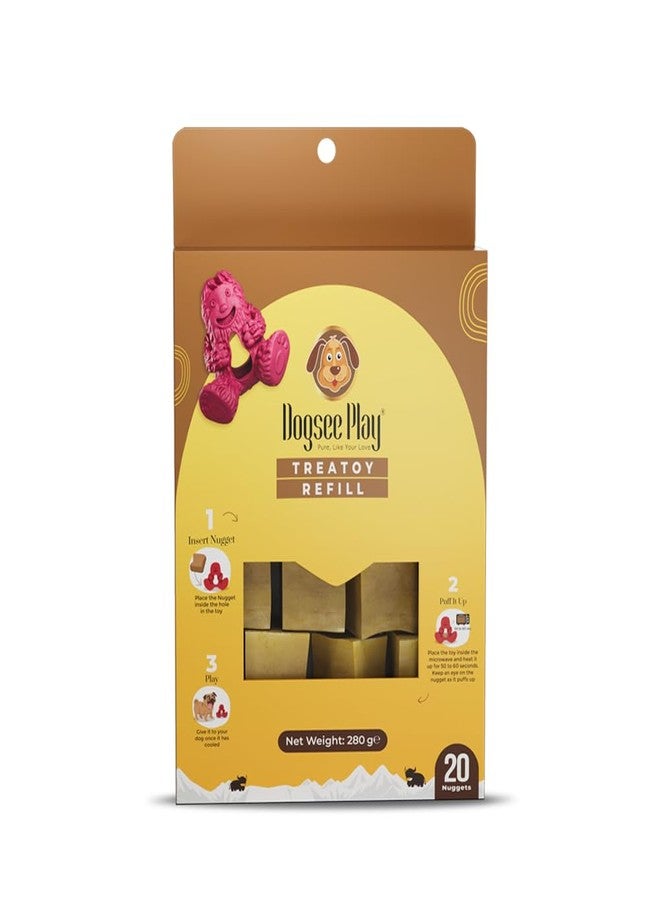 Dogsee عبوة إعادة تعبئة ألعاب Dogsee Treatoy Yeti، 9.8 أونصة (20 قطعة) | قطع مضغ أسنان من جبن الياك الهيمالايا | خالية من المكونات الاصطناعية | مكافآت سهلة الهضم للكلاب - Image 1