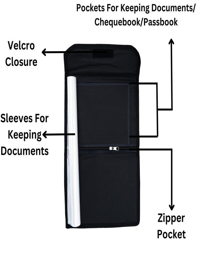 Asraw Stylish Vehicle Document Organiser Bag Mini Waterproof Document Holder for Your Any Vehicle. Multi Pockets for Small Accessories (6 Leafs) (Black) - Image 5