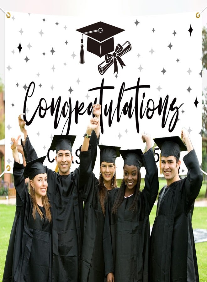 Ramciyo Congratulations Class of 2025 Backdrop, Black & White 2025 Grad Photo Backdrop, High School College Graduation Classroom Banner, Congrats Grad 2025 Graduation Party Decorations, 5.9 * 3.6Ft - Image 4
