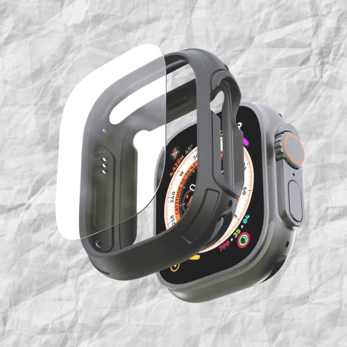 elkson Made for Apple Watch Ultra 3/2/1 Bumper Case 49mm Screen Protector Tempered Glass, Quattro Max Series Rugged for iWatch, Military Grade Durable Protective Cover, Flexible Shock Proof, Green - Image 4