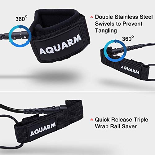 AQUARM Surfboard Leash 6/7/8/9 Feet Straight Leg Rope Premium SUP Leashes Ankle for Surfing - Image 3