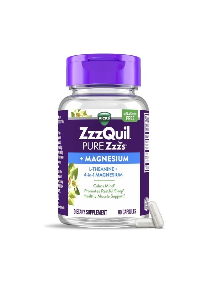 Vicks ز ز ز كويل بيور ز ز ز، كبسولات +ماغنيسيوم، إل-ثيانين وماغنيسيوم، مساعد للنوم، 4 في 1 ماغنيسيوم: سترات، بيسغليسينات، أكسيد، وكربونات، مساعدات للنوم للبالغين، 90 كبسولة نوم - Image 1