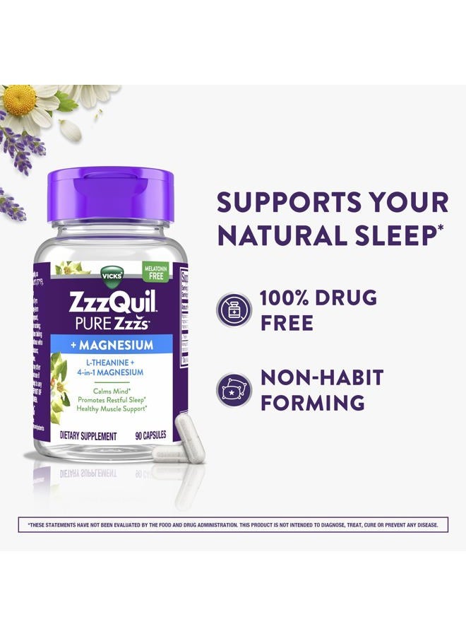 Vicks ز ز ز كويل بيور ز ز ز، كبسولات +ماغنيسيوم، إل-ثيانين وماغنيسيوم، مساعد للنوم، 4 في 1 ماغنيسيوم: سترات، بيسغليسينات، أكسيد، وكربونات، مساعدات للنوم للبالغين، 90 كبسولة نوم - Image 3
