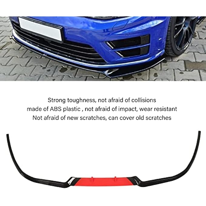 Depisuta Front Bumper Lip, Front Lip Spoiler Splitter Replacement for SeatLeon, A3A4A6, Sporty Style, Impact Resistant Lip Protector Body Kits Red Lip Splitter (Red) - Image 3