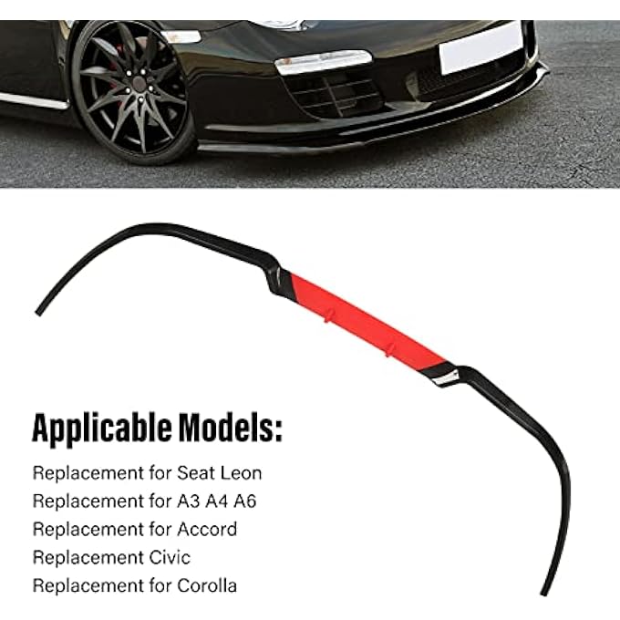 Depisuta Front Bumper Lip, Front Lip Spoiler Splitter Replacement for SeatLeon, A3A4A6, Sporty Style, Impact Resistant Lip Protector Body Kits Red Lip Splitter (Red) - Image 2